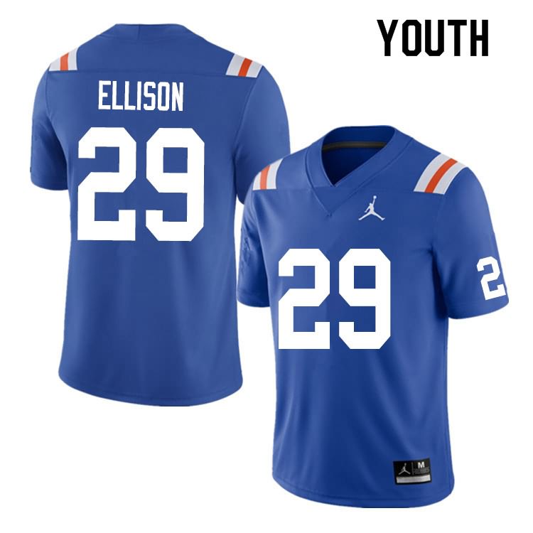 NCAA Florida Gators Khamal Ellison Youth #29 Nike Blue Throwback Stitched Authentic College Football Jersey OHK5264FX